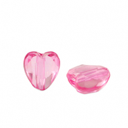 Perles acryliques cœur Rose magenta transparent