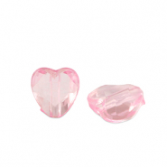 Perles acryliques cœur Rose transparent