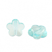 Perles acryliques fleur Bleu océan transparent