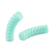Perles tubes acryliques torsad&eacute; Bleu turquoise doux