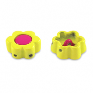 Perles tile fleur Jaune-rose magenta