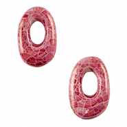 Perles en céramique DQ grecque ovale mosaïque Rose mauve