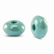 Perles en c&eacute;ramique DQ grecque rondelle Turquoise