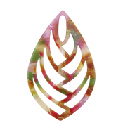 Pendentifs en résine feuille Rose-vert multicolore