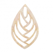 Pendentifs en résine feuille Rose-blanc nacré