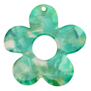 Pendentifs en résine fleur Turquoise-vert