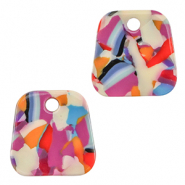 Pendentifs en résine trapèze Confetti multicolore