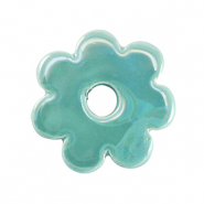 Perles en c&eacute;ramique DQ grecque fleur Turquoise