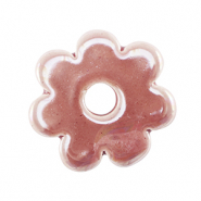 Perles en céramique DQ grecque fleur Rose magenta