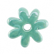 Perles en c&eacute;ramique DQ grecque fleur Turquoise