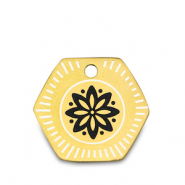 Breloques en acier Inox fleur Doré