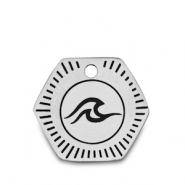 Breloques en acier Inox vague Argenté