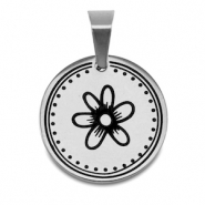 Breloques en acier Inox fleur Argent&eacute;