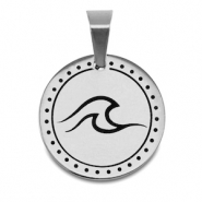 Breloques en acier Inox vague Argent&eacute;