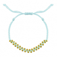 Bracelets tendance perles en acier inoxydable Bleu menthe-doré