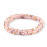 Bracelet perles à facettes Multicolore beige-rose