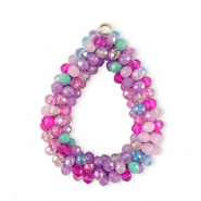 Boucles pendentifs facettées goutte Multicolore violet-magenta