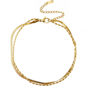 Chaines de cheville en acier Inox duo rangs Doré