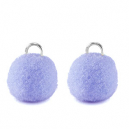 Pendentifs pompon avec anneau 10mm Argent&eacute;-violet pervenche