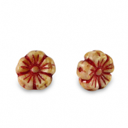 Perles tchèques fleur 7mm Rouge-marron amande
