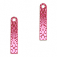 Pendentifs accroche-regard barre fleur Violet magenta m&eacute;tallique