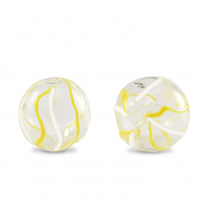 Perles en verre peintes &agrave; la main 14mm Transparent-jaune blanc