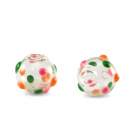 Perles en verre peintes &agrave; la main 8mm Transparent-vert orange