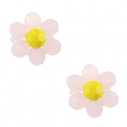 Pendentifs facettées fleur Rose-jaune