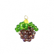 Pendentifs facett&eacute;es m&ucirc;re Dor&eacute;-violet vert