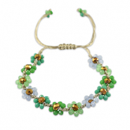 Chaînes de cheville perles à facettes fleur Vert multicolore-marron topaze