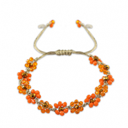 Chaînes de cheville perles à facettes fleur Orange multicolore-marron topaze