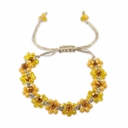 Chaînes de cheville perles à facettes fleur Jaune multicolore-marron topaze