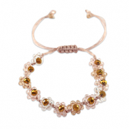 Chaînes de cheville perles à facettes fleur Rose multicolore-transparent