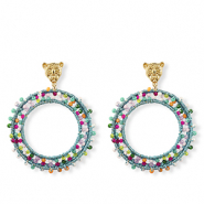 Boucles d&rsquo;oreilles facett&eacute;es 60mm Dor&eacute;-multicolore
