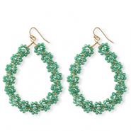 Boucles d&rsquo;oreilles facett&eacute;es goutte Dor&eacute;-vert oc&eacute;an