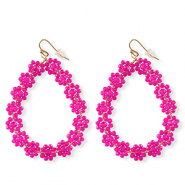 Boucles d’oreilles facettées goutte Doré-rose néon