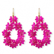Boucles d’oreilles facettées goutte Doré-rose néon