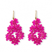 Boucles d’oreilles facettées goutte Doré-rose néon