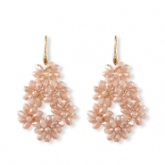 Boucles d&rsquo;oreilles facett&eacute;es goutte Dor&eacute;-rose beige