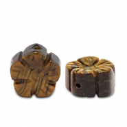 Pierres naturelles perles Œil de tigre fleur Marron doré