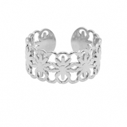 Bagues en acier Inox fleur Argent&eacute;