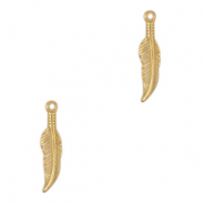 Breloques en acier Inox plume Dor&eacute;