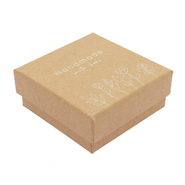 Bo&icirc;te &eacute;crin &agrave; bijoux "handmade with love"&nbsp;fleurs Marron