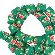 Perles en polym&egrave;re 6mm fleur Vert-multicolore