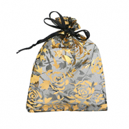 Sachet à bijoux en organza 9x12cm rose Noir-doré