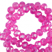 Perles &agrave; facettes 6x4mm disque Heishi Fuchsia-pearl shine coating