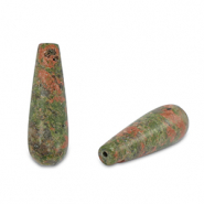 Pierres naturelles perles Unakite goutte Rose-vert