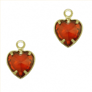 Pendentifs en verre Crystal Glass c&oelig;ur Rouge-dor&eacute;