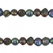 Perles d'eau douce nugget 4-6mm Bleu paon foncé