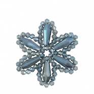 Pendentifs facettées fleur Bleu Montana-pearl shine coating